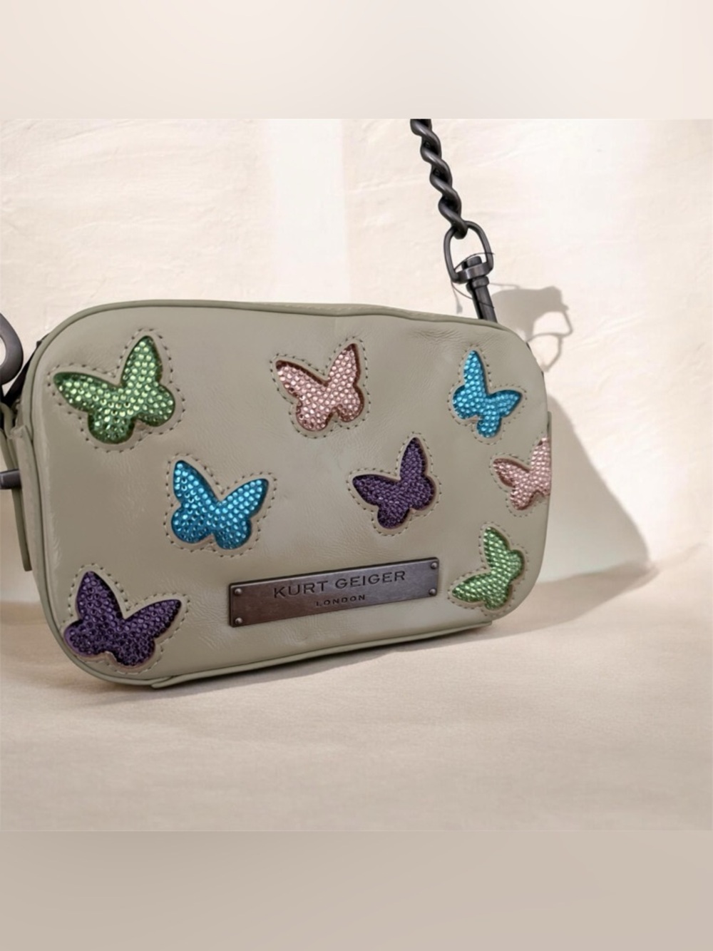 Kurt Geiger London Crystal Butterfly Leather Crossbody Bag
